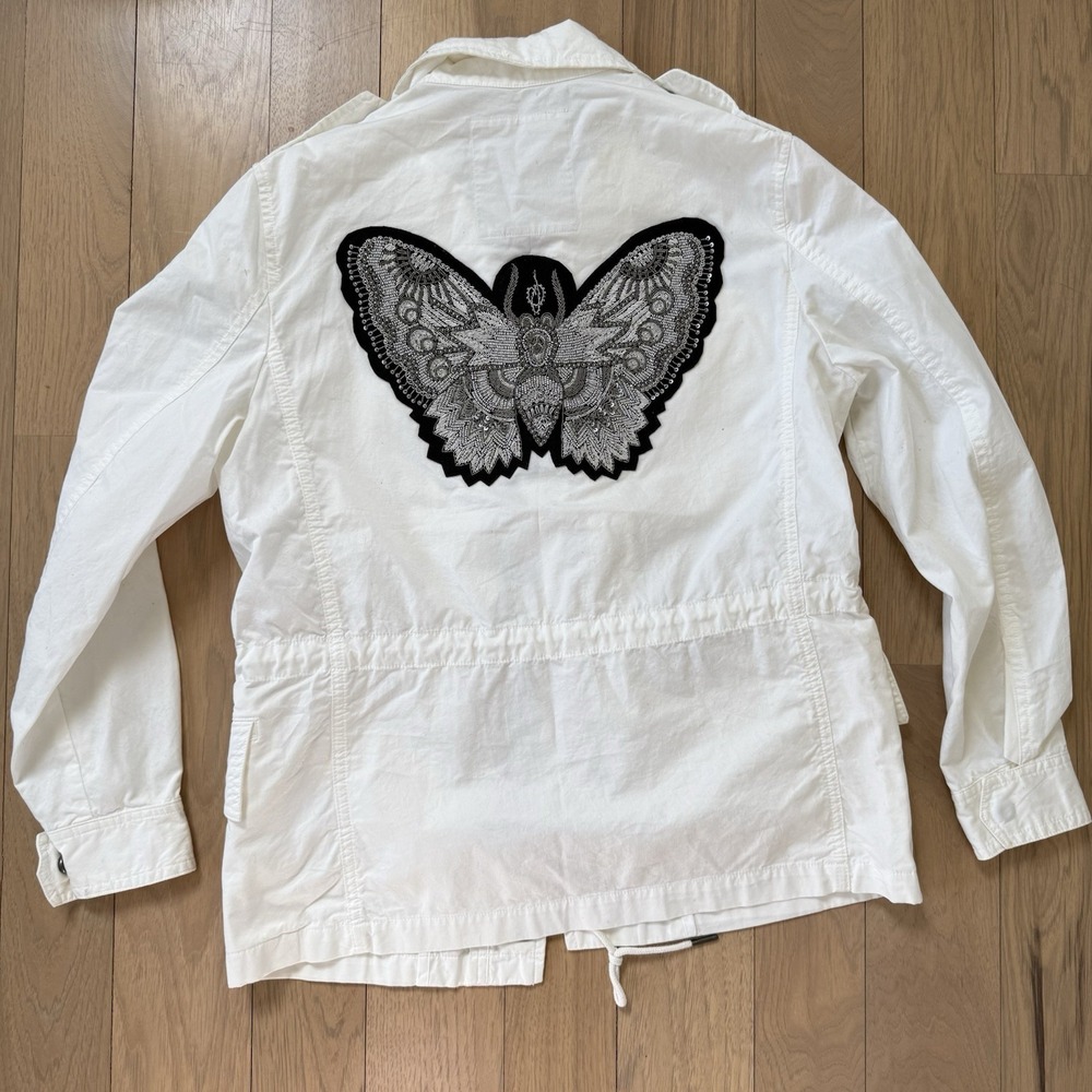 Zadig & Voltaire Kayak Mili Embroidered Butterfly Zip Utility Jacket XS $498